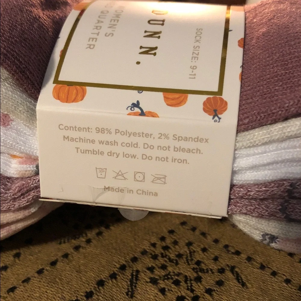 Rae Dunn Fall Themed 6 Pair Women’s Cushioned Quarter Socks Shoe Size 4-10